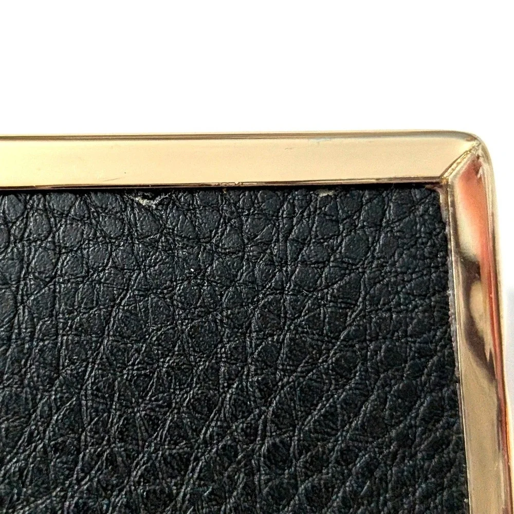 Kate Landry Gold Studded Box Clutch Black Convertible‎ Crossbody Removable Chain